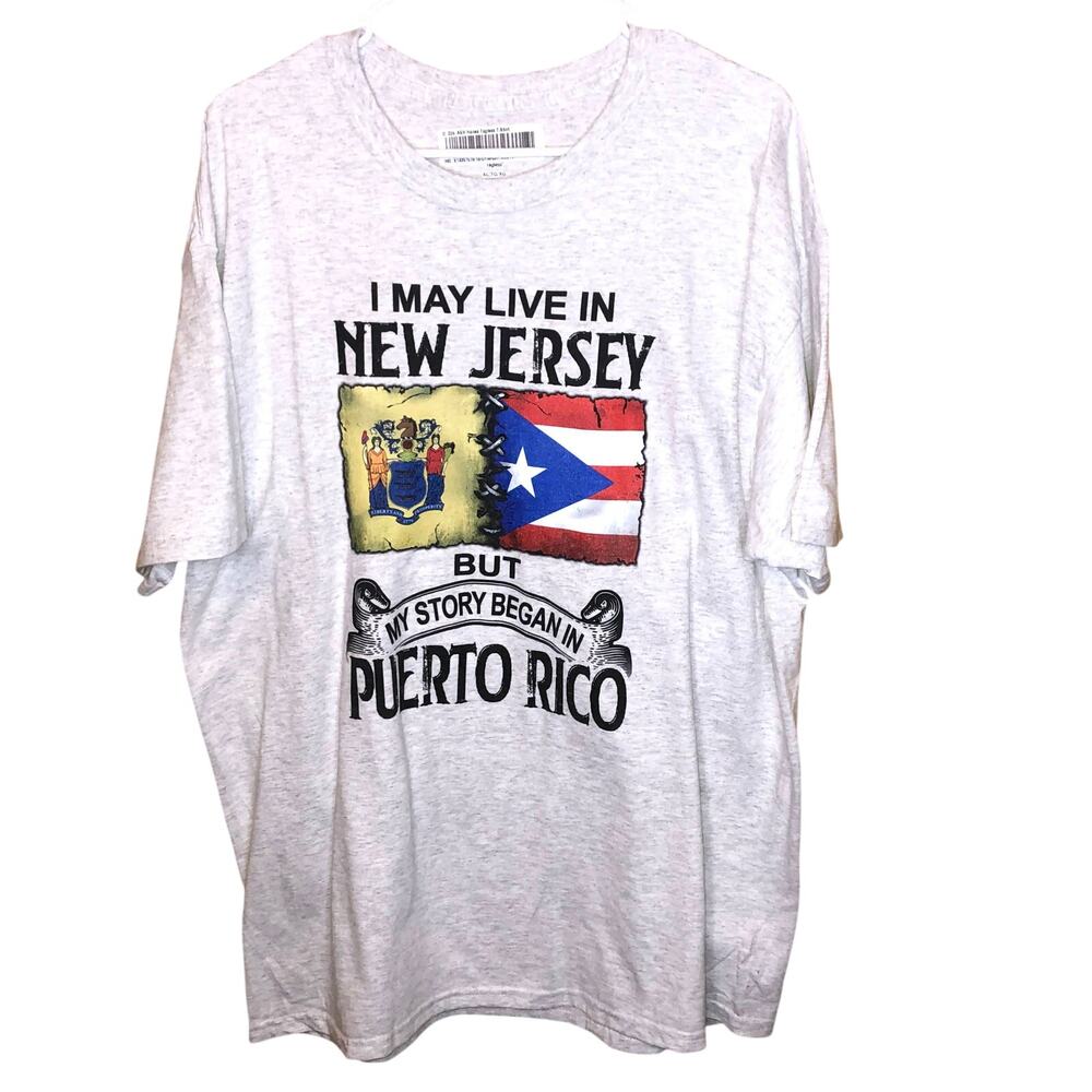 New Jersey Puerto Rico Gray Short Sleeve Graphic Tee New XL